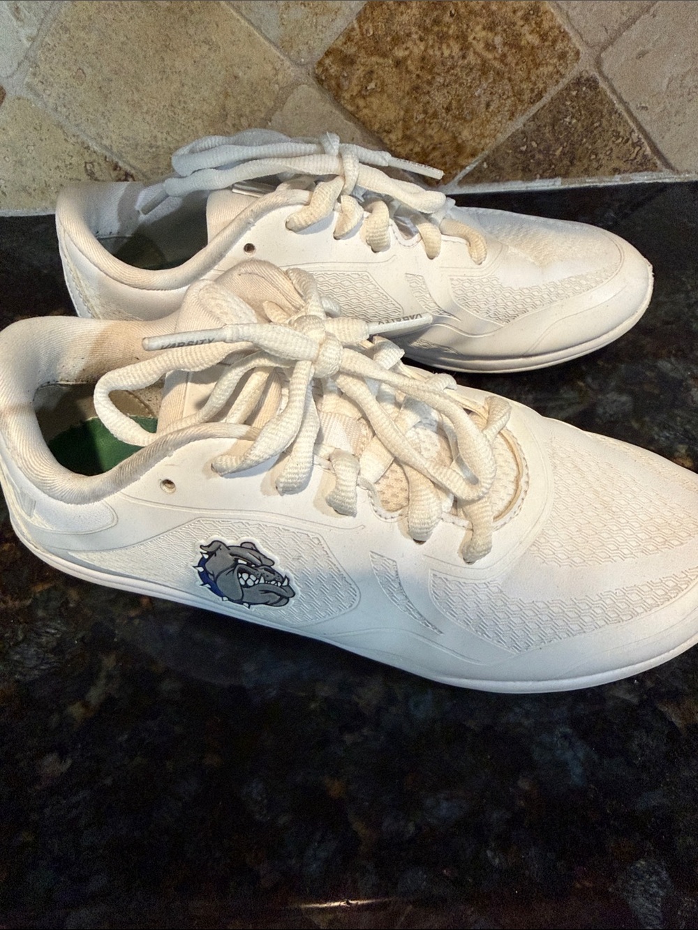 White Athletic Sneakers with Bulldog Logo